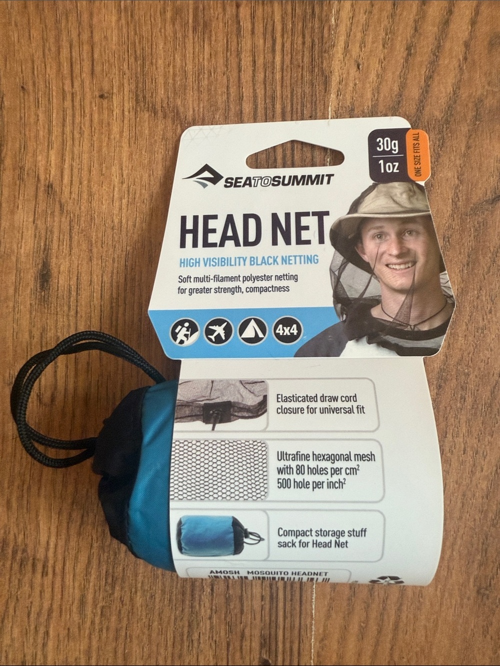 Sea to Summit Mosquito Head Net in Black and Teal - Picture 2 of 4